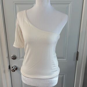 J. Crew Off-Shoulder White Tee